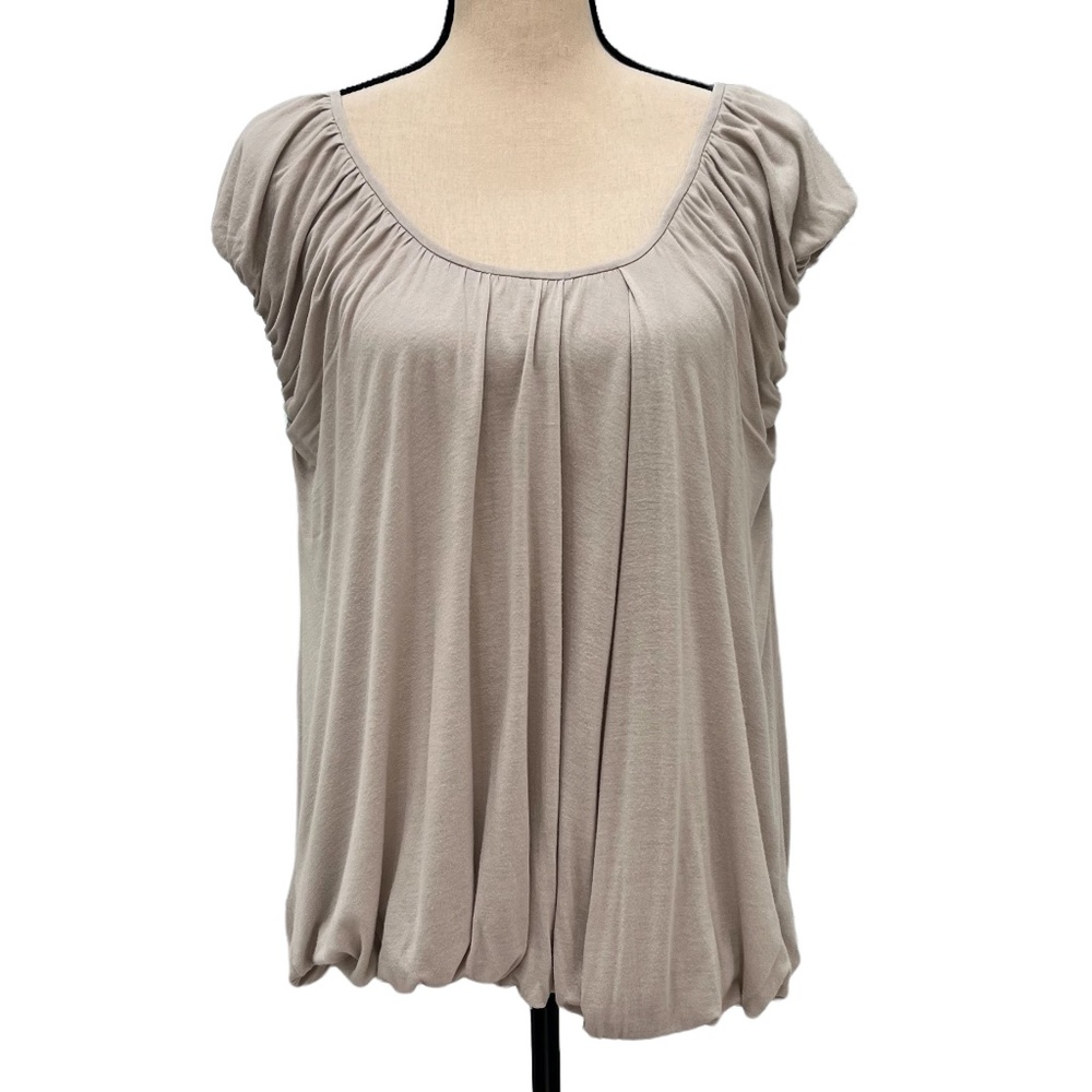 STELLA MCCARTNEY GRAY BUBBLE HEM SCOOP NECK LOOSE FIT BAMBU TUNIC TOP